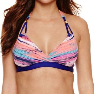 Liz Claiborne Stripe Halter Swimsuit Top
